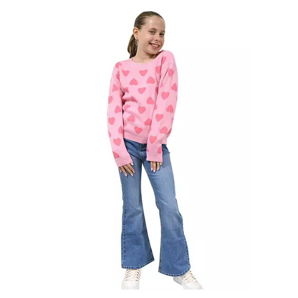 Zunie Girls Valentines Day Sweater Size Large (10/12) Pink Hearts - Picture 7 of 8